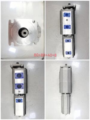4단계 수압 기어 펌프 80+80+40+8 고품질 철 및 알루미늄 합금 재료 건설 기계 공장 공급 수압 부품